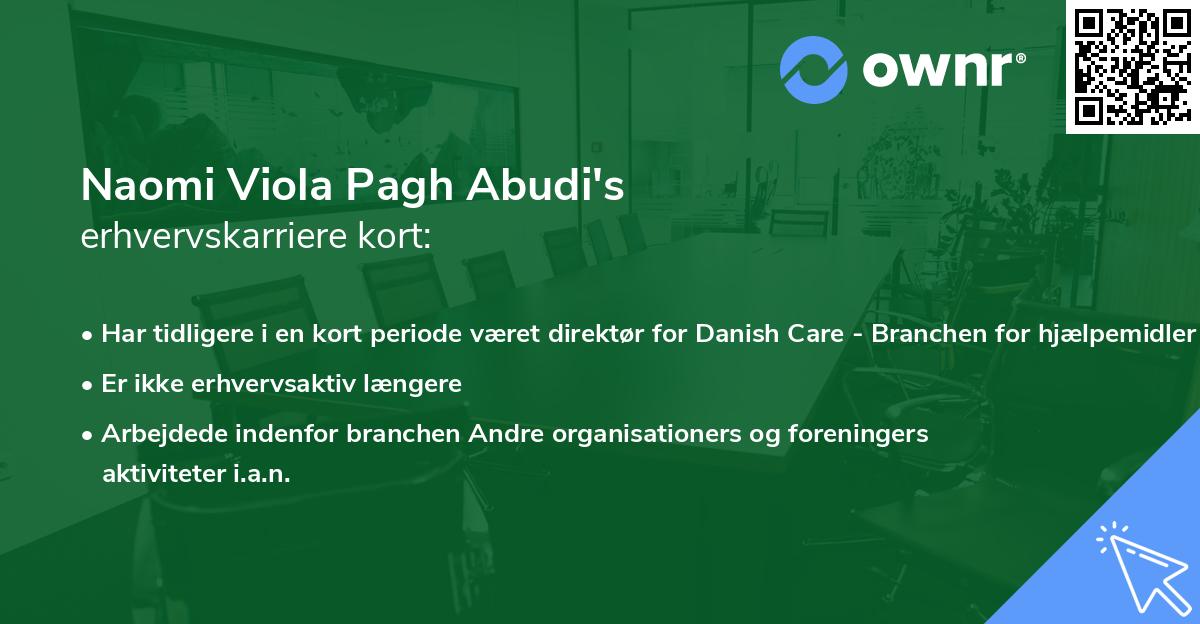 Naomi Viola Pagh Abudi's erhvervskarriere kort