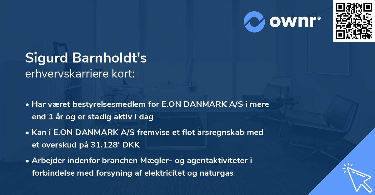 Sigurd Barnholdt's erhvervskarriere kort