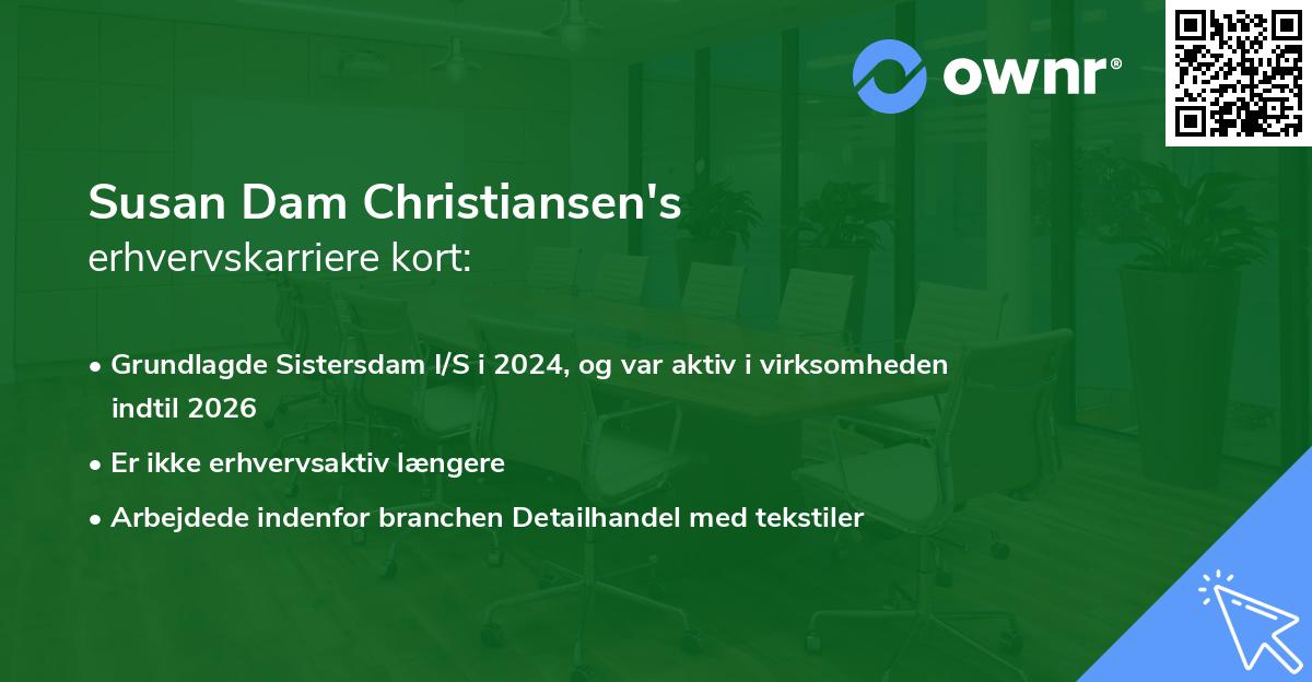 Susan Dam Christiansen's erhvervskarriere kort