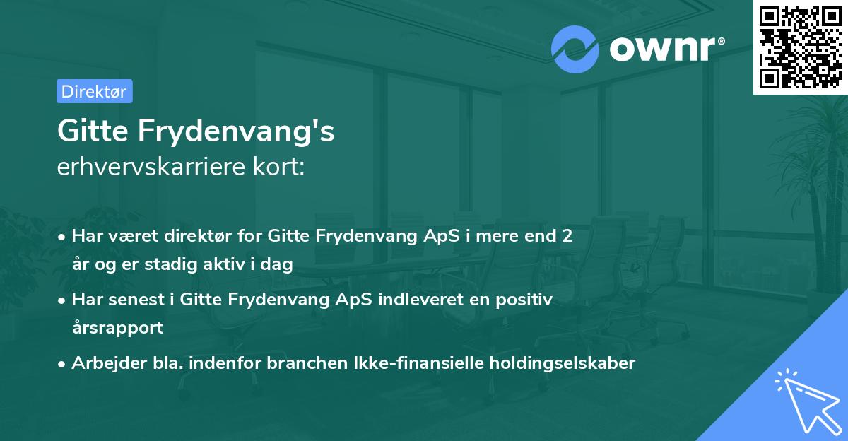 Gitte Frydenvang's erhvervskarriere kort