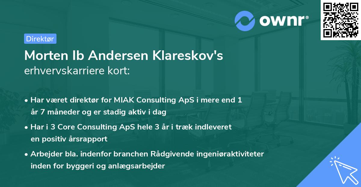 Morten Ib Andersen Klareskov's erhvervskarriere kort