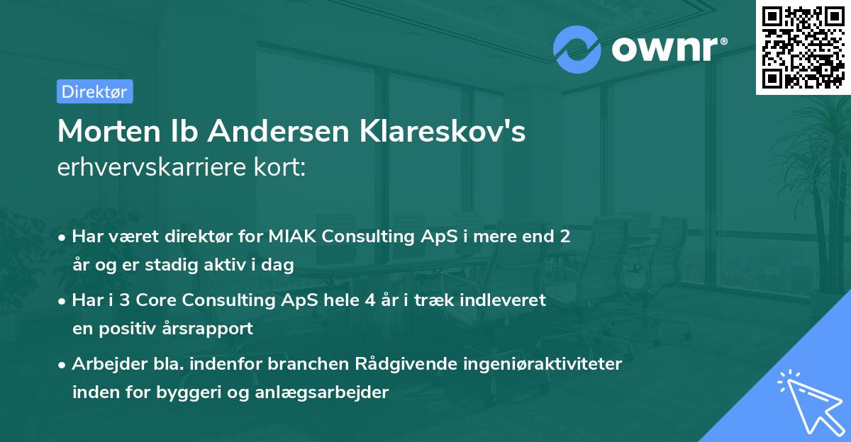 Morten Ib Andersen Klareskov's erhvervskarriere kort