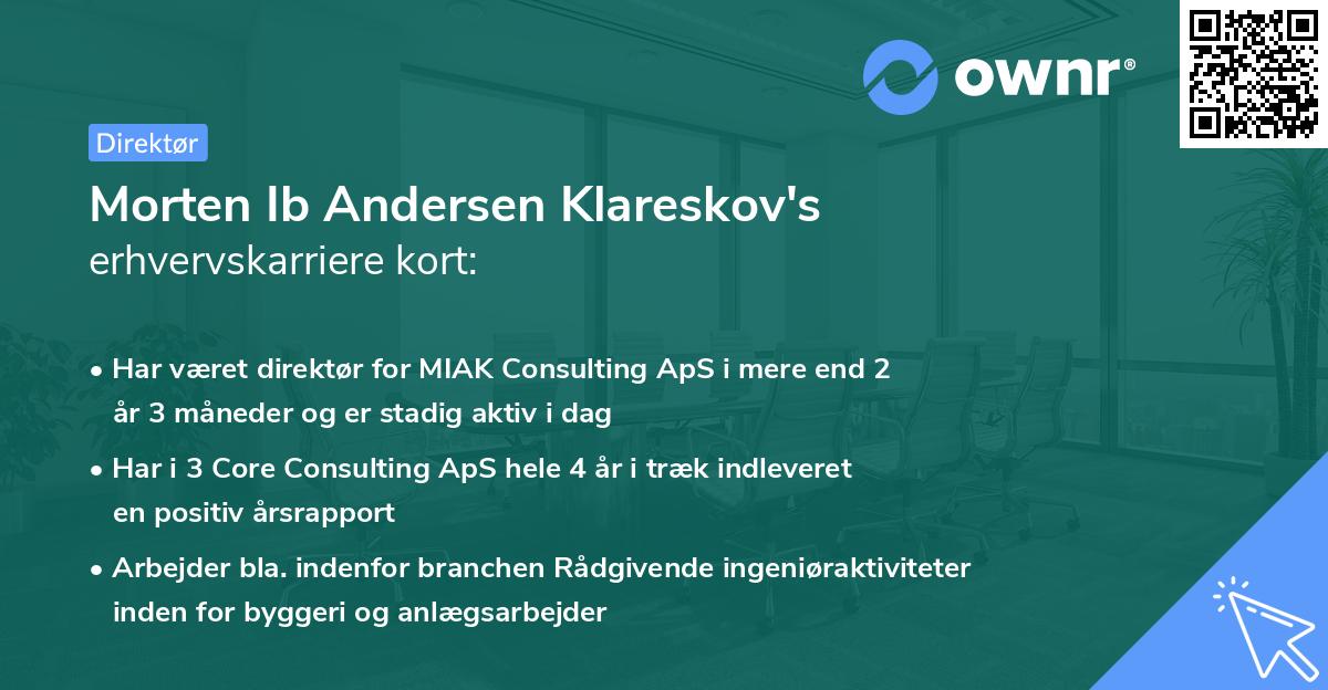 Morten Ib Andersen Klareskov's erhvervskarriere kort