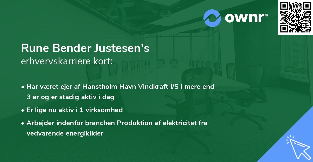 Rune Bender Justesen's erhvervskarriere kort