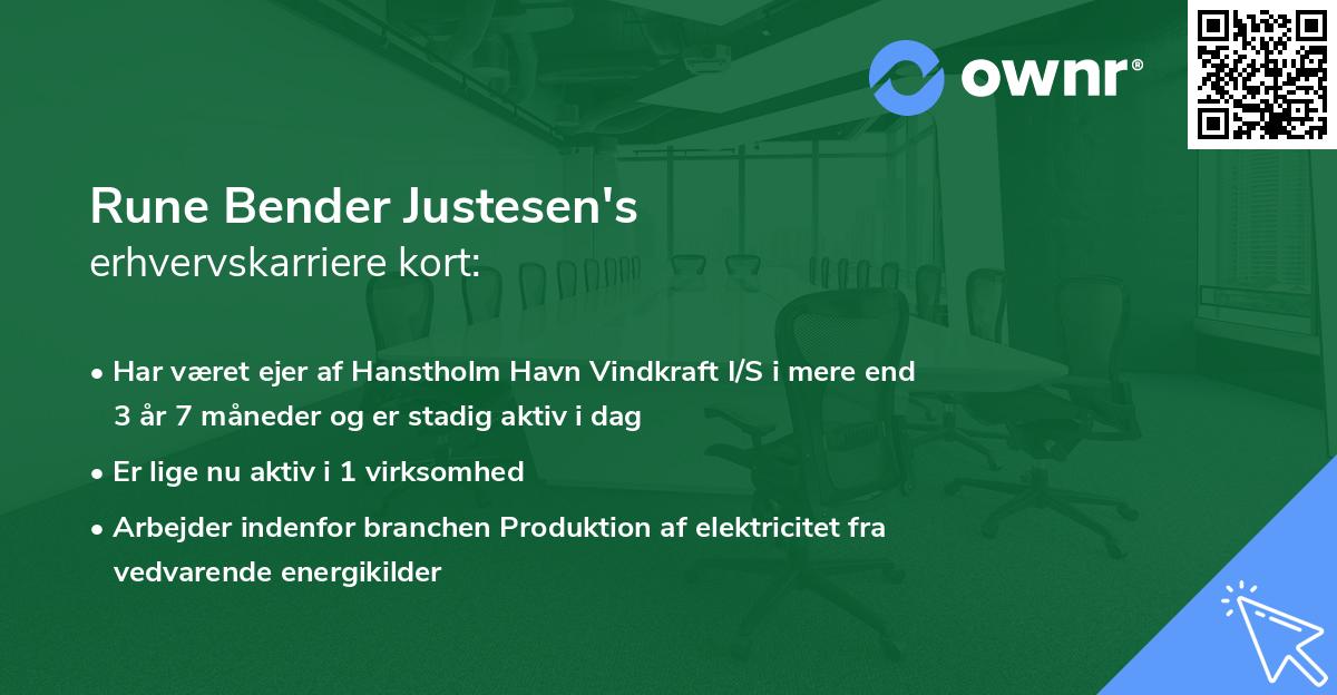 Rune Bender Justesen's erhvervskarriere kort