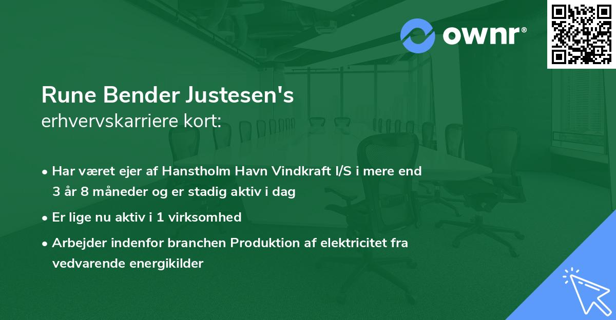 Rune Bender Justesen's erhvervskarriere kort