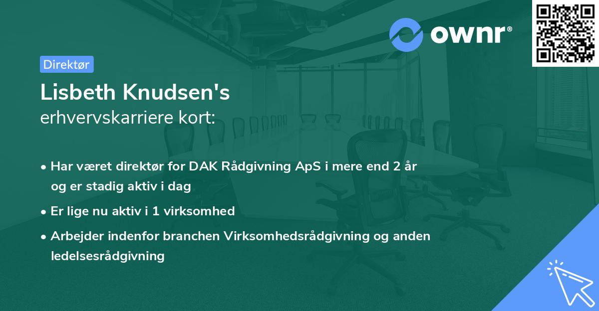 Lisbeth Knudsen's erhvervskarriere kort