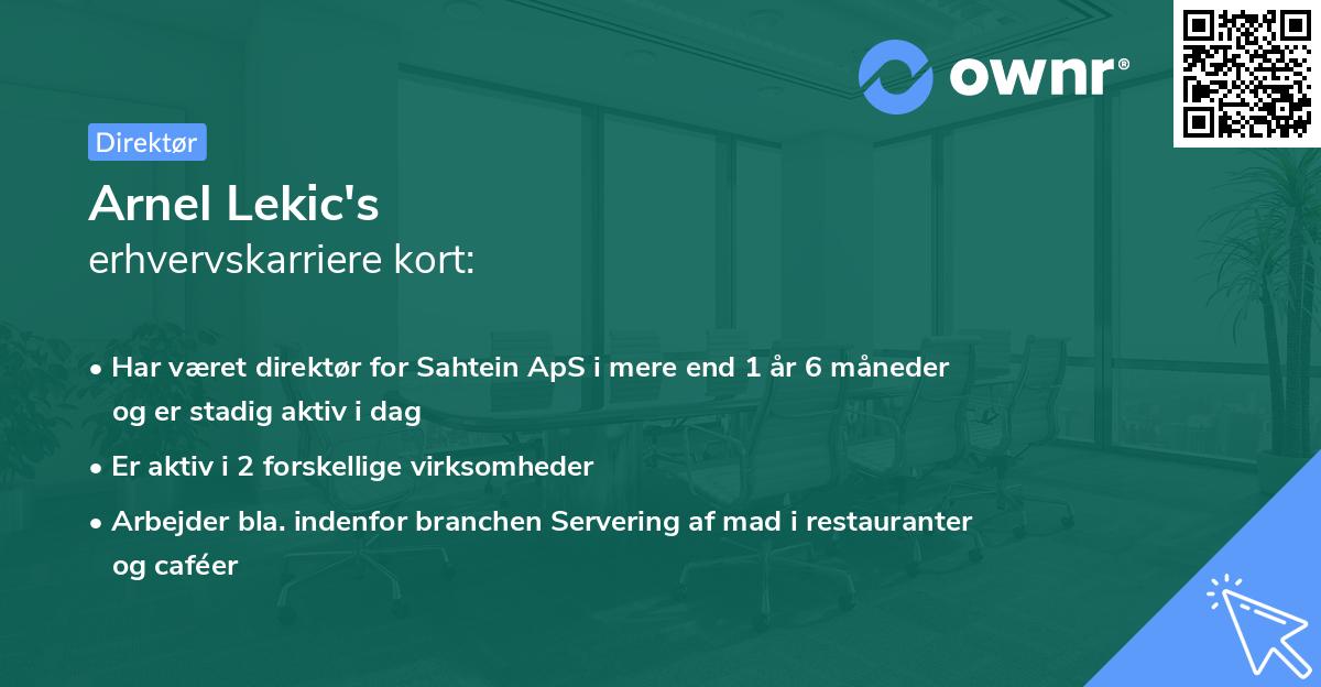 Arnel Lekic's erhvervskarriere kort