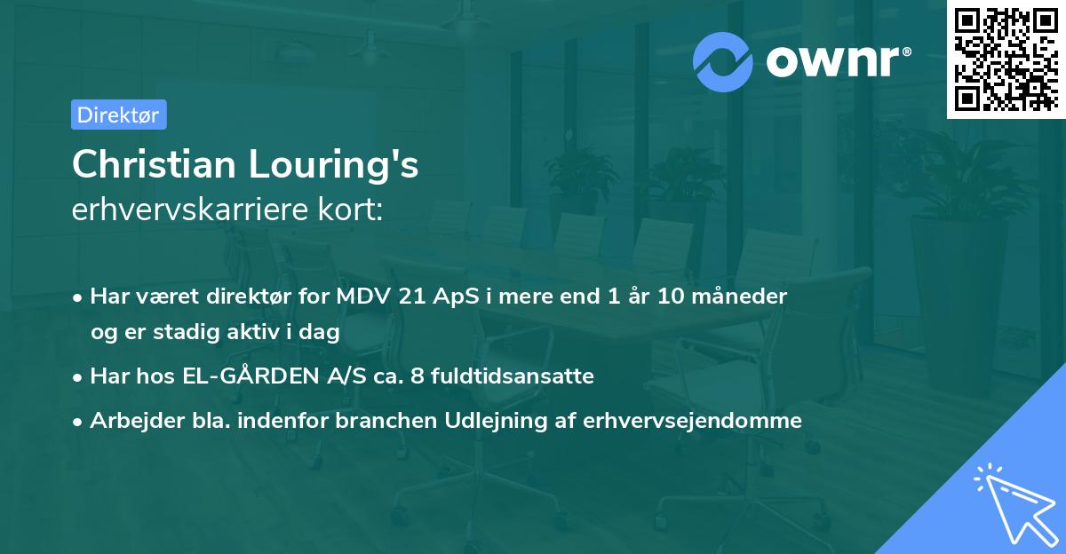 Christian Louring's erhvervskarriere kort