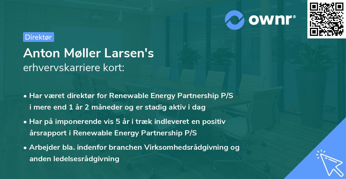 Anton Møller Larsen's erhvervskarriere kort