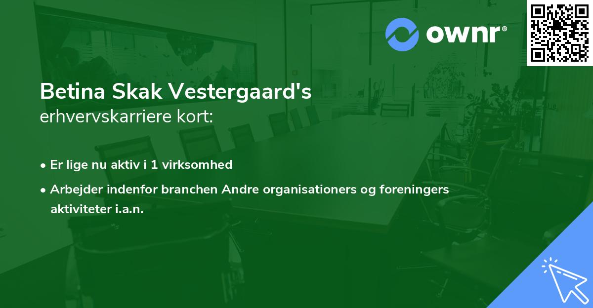 Betina Skak Vestergaard's erhvervskarriere kort