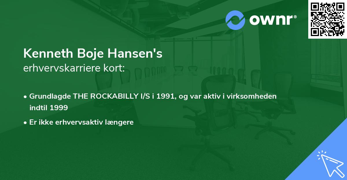 Kenneth Boje Hansen's erhvervskarriere kort