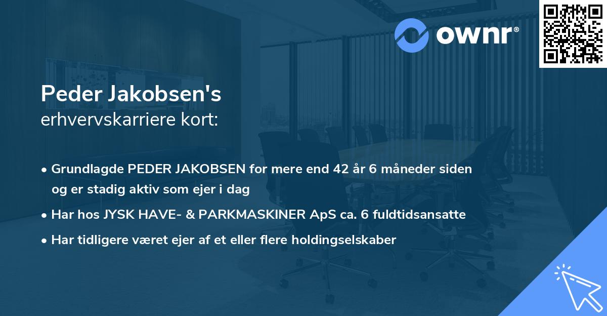 Peder Jakobsen's erhvervskarriere kort