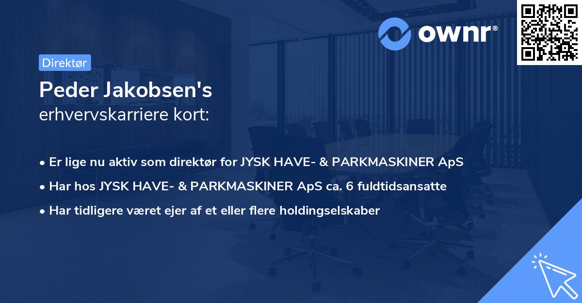 Peder Jakobsen's erhvervskarriere kort