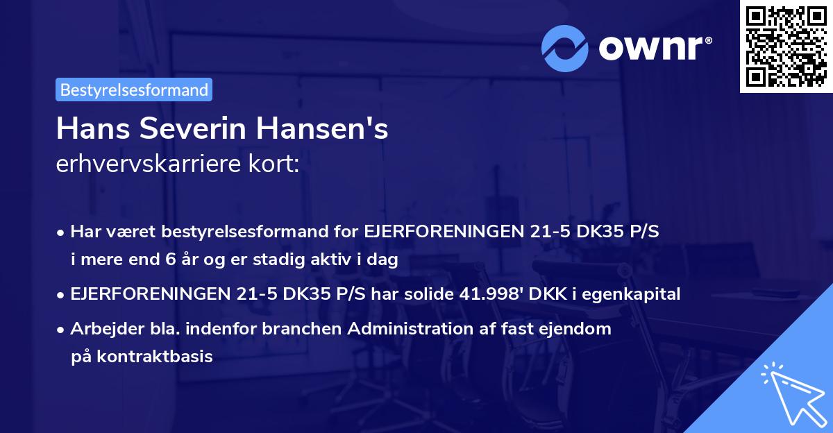 Hans Severin Hansen's erhvervskarriere kort