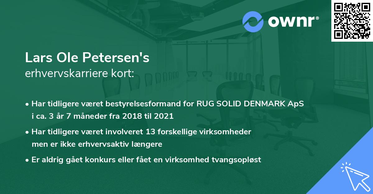 Lars Ole Petersen's erhvervskarriere kort