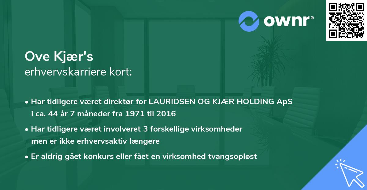 Ove Kjær's erhvervskarriere kort