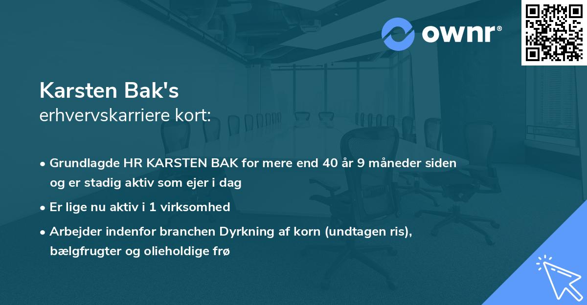 Karsten Bak's erhvervskarriere kort