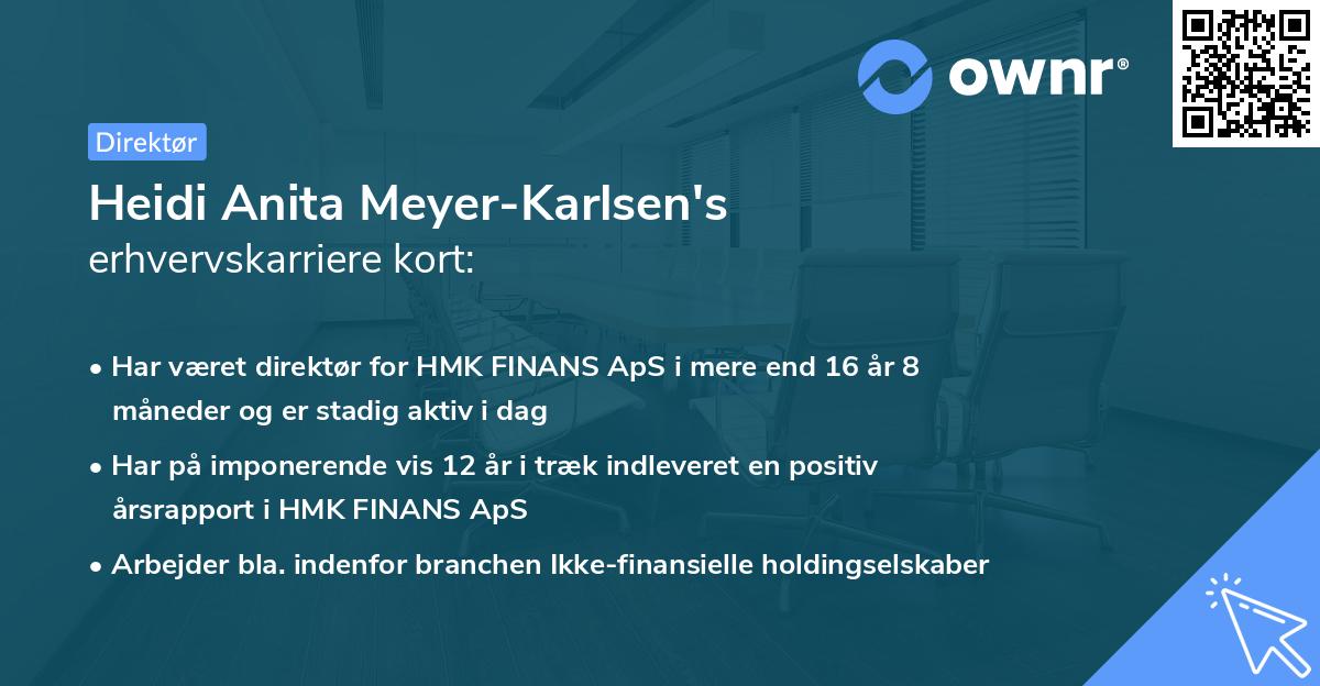 Heidi Anita Meyer-Karlsen's erhvervskarriere kort