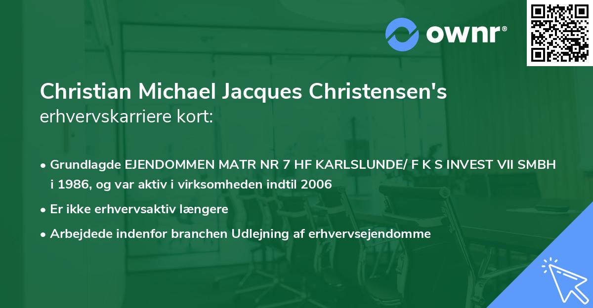 Christian Michael Jacques Christensen's erhvervskarriere kort