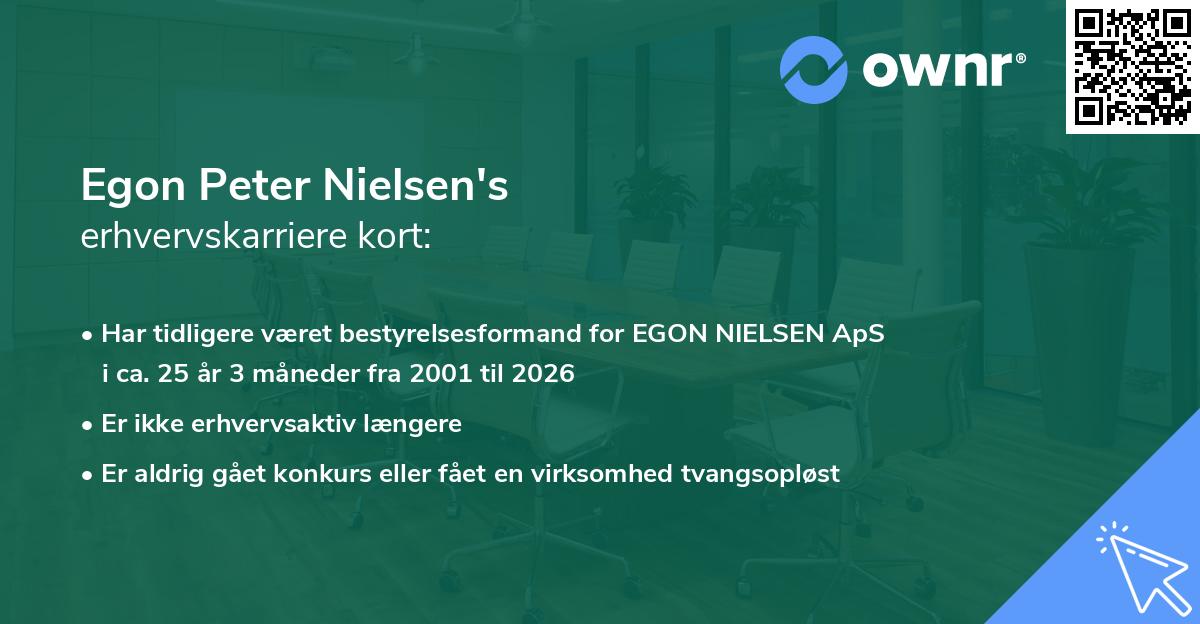 Egon Peter Nielsen's erhvervskarriere kort