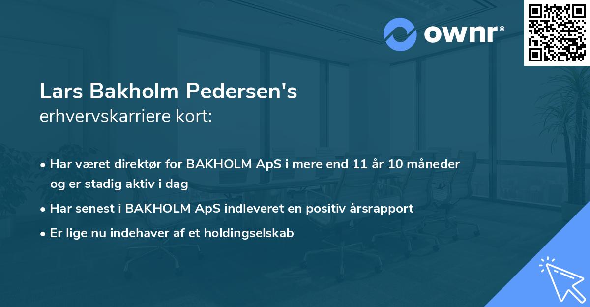 Lars Bakholm Pedersen's erhvervskarriere kort