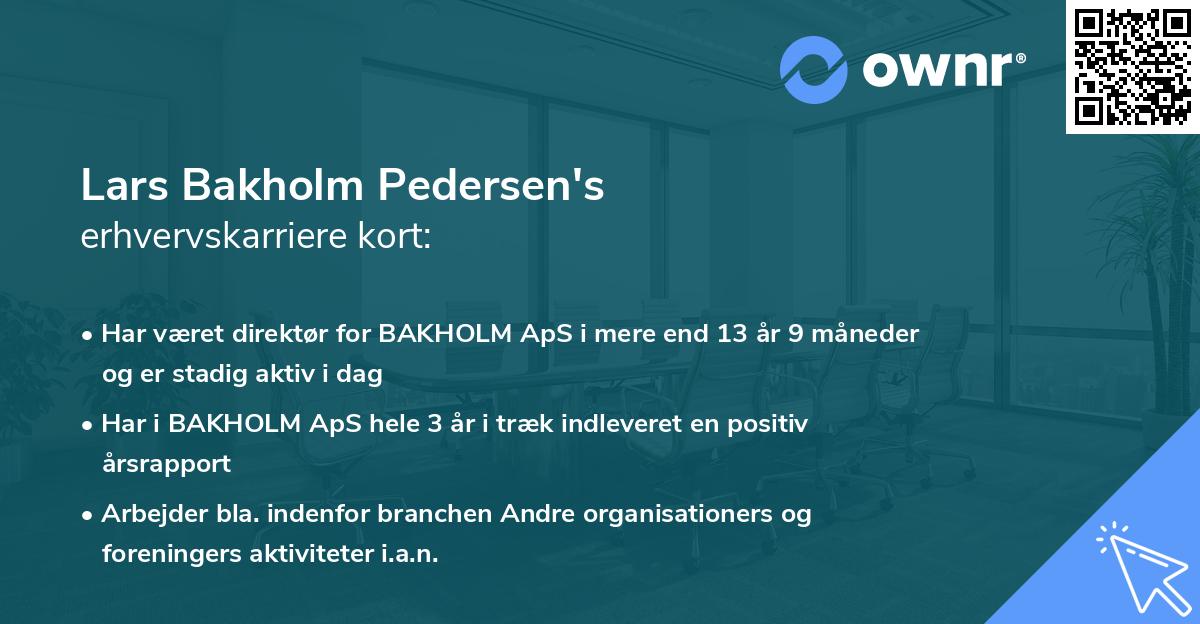 Lars Bakholm Pedersen's erhvervskarriere kort