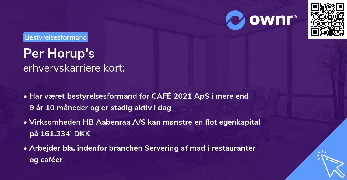 Per Horup's erhvervskarriere kort