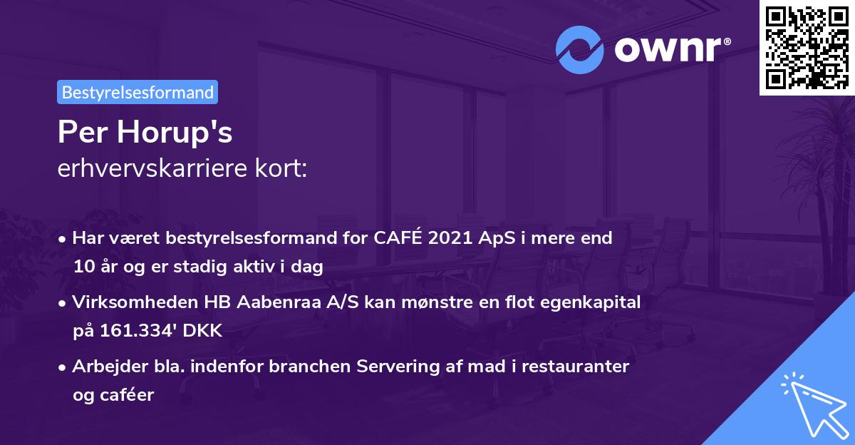 Per Horup's erhvervskarriere kort