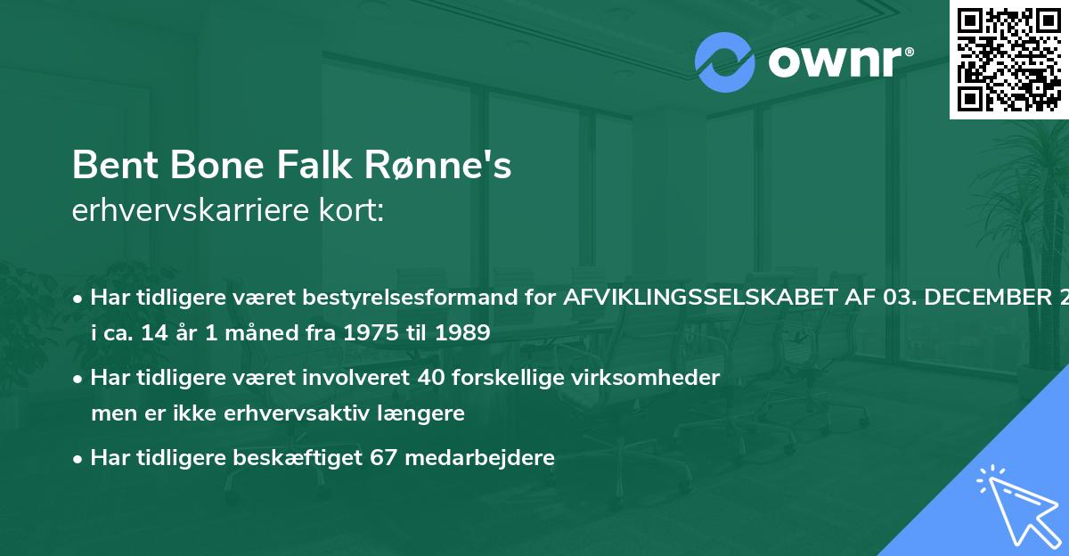Bent Bone Falk Rønne's erhvervskarriere kort