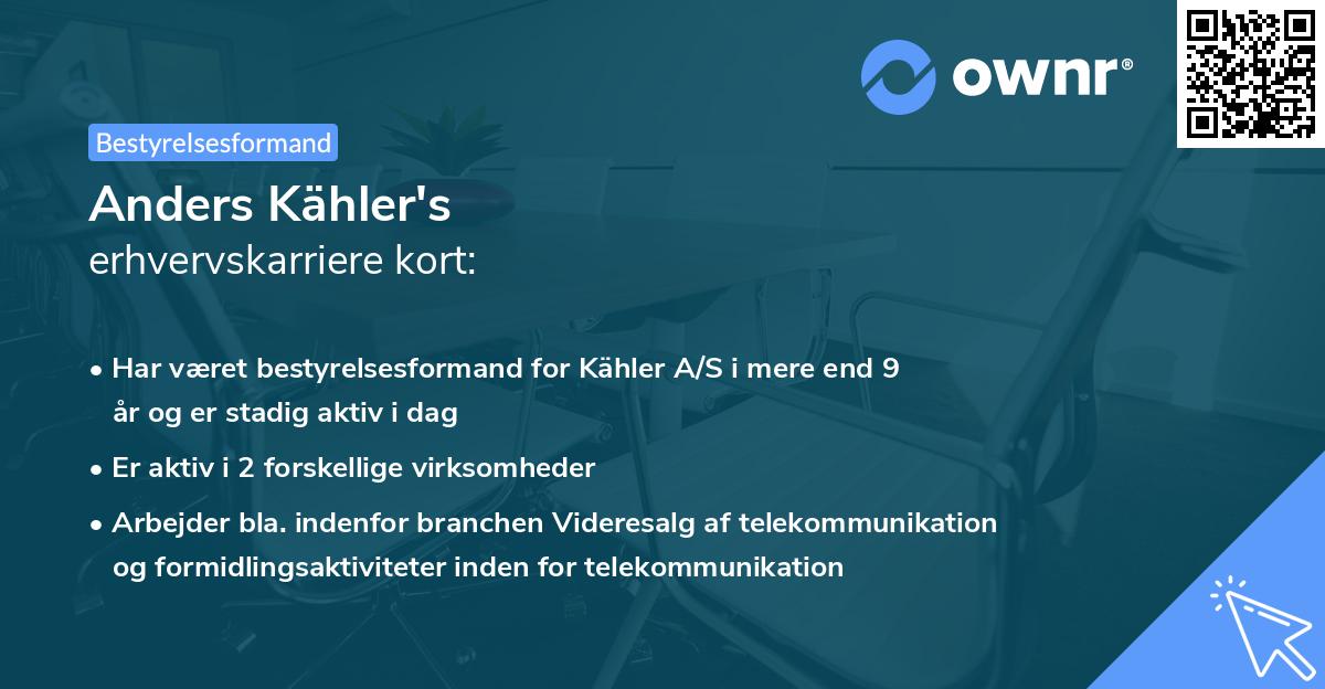Anders Kähler's erhvervskarriere kort