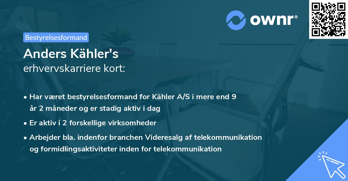Anders Kähler's erhvervskarriere kort