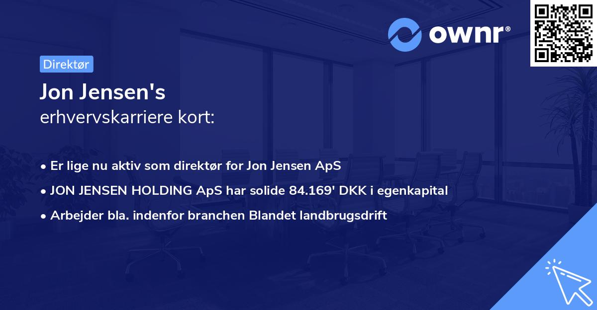 Jon Jensen's erhvervskarriere kort