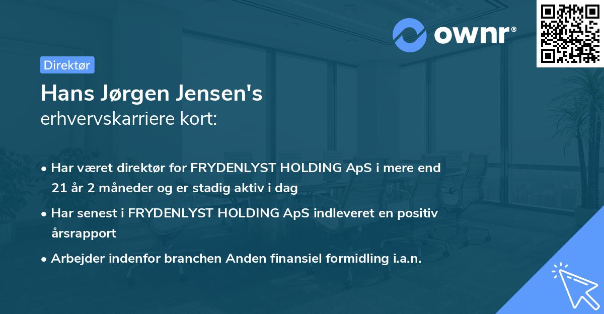 Hans Jørgen Jensen's erhvervskarriere kort