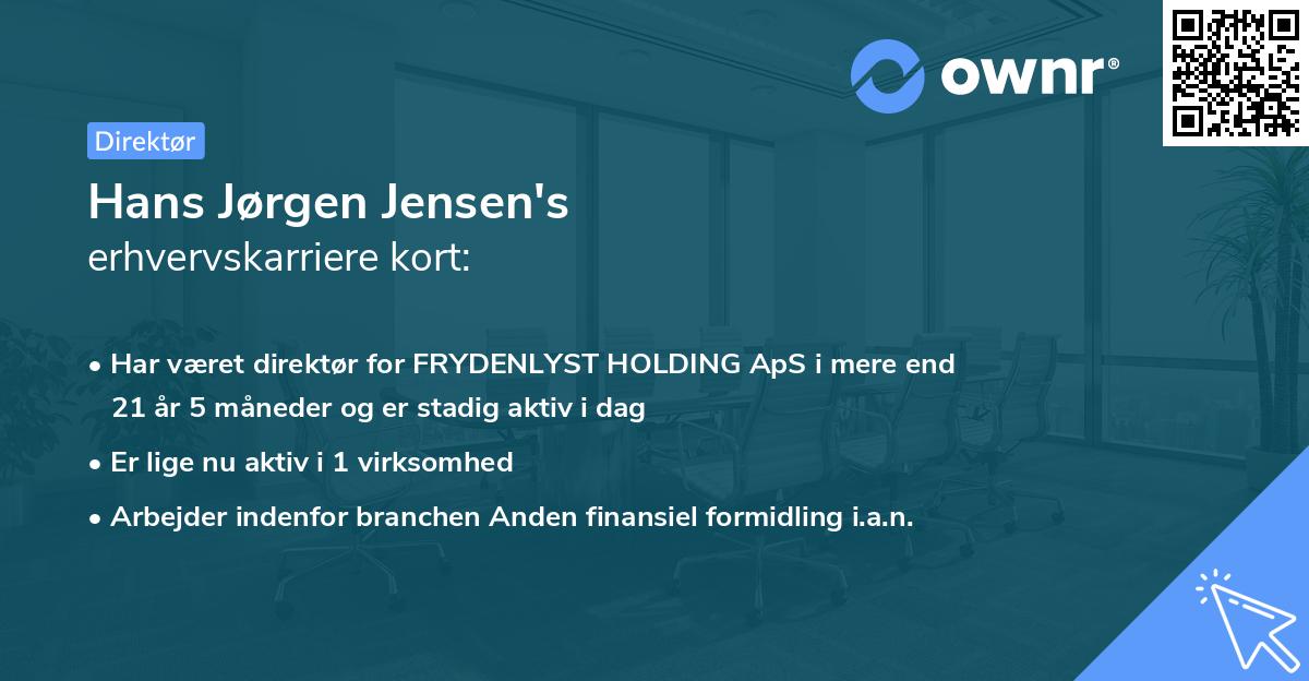 Hans Jørgen Jensen's erhvervskarriere kort