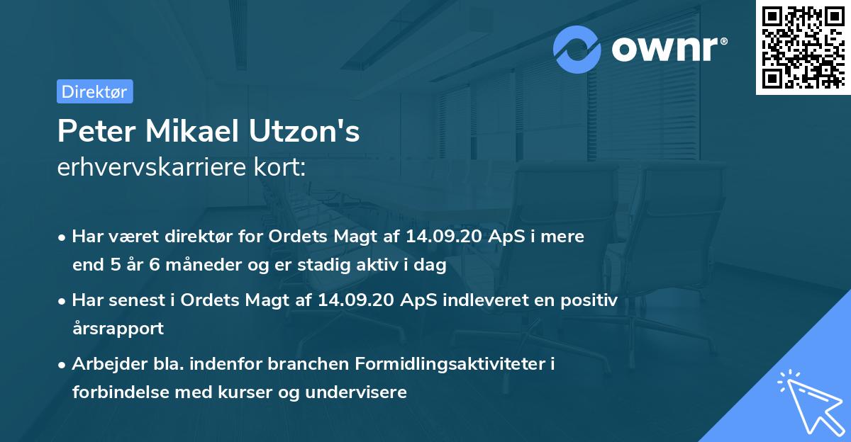 Peter Mikael Utzon's erhvervskarriere kort