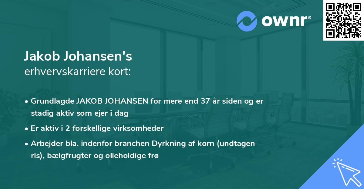 Jakob Johansen's erhvervskarriere kort