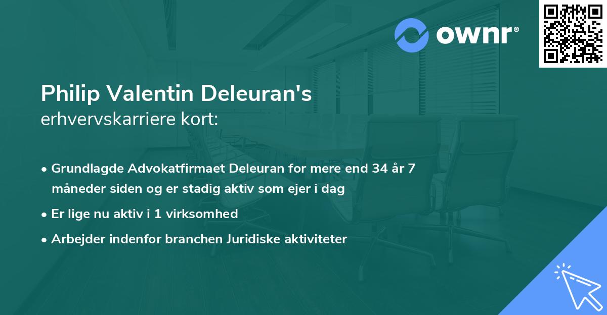 Philip Valentin Deleuran's erhvervskarriere kort