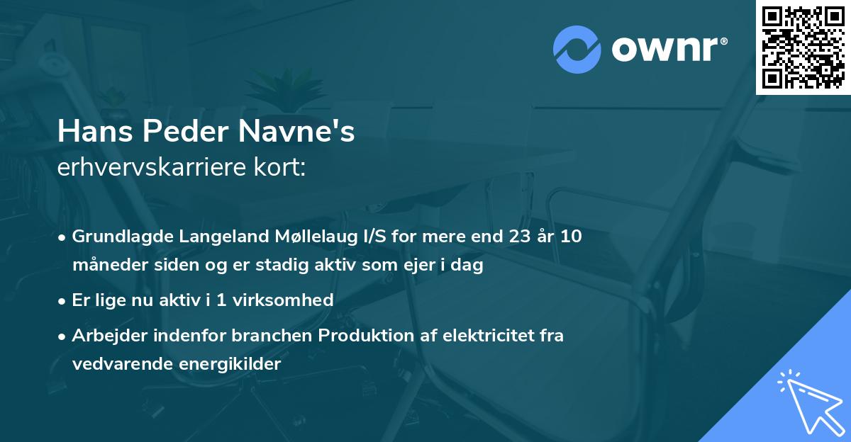 Hans Peder Navne's erhvervskarriere kort
