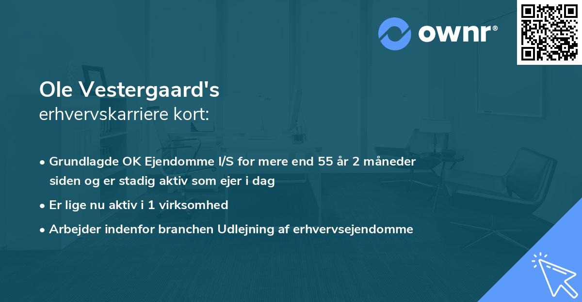 Ole Vestergaard's erhvervskarriere kort