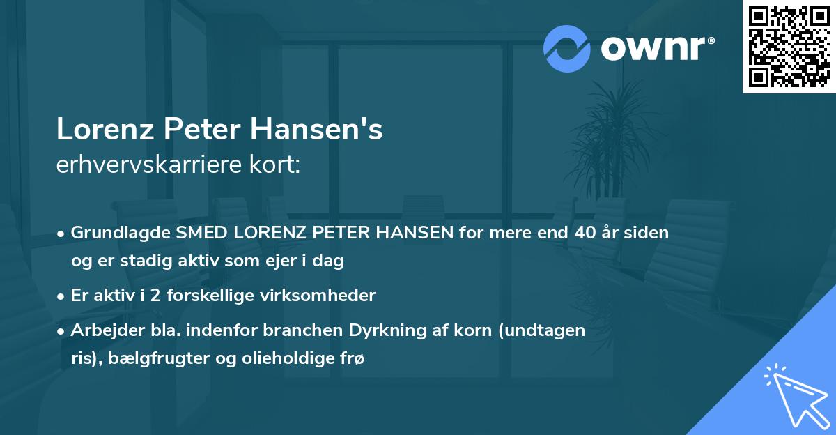 Lorenz Peter Hansen's erhvervskarriere kort