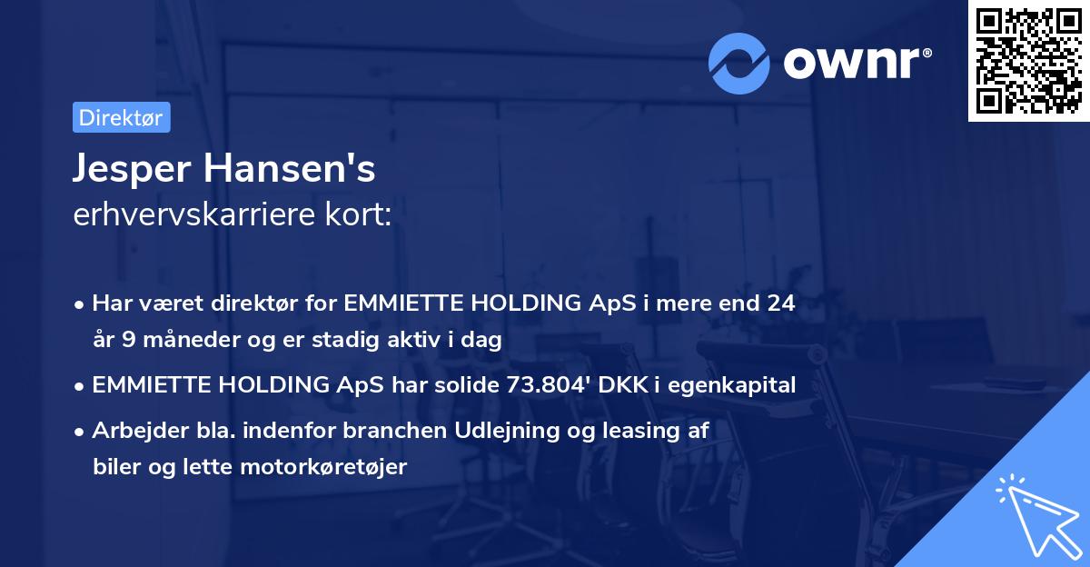 Jesper Hansen's erhvervskarriere kort