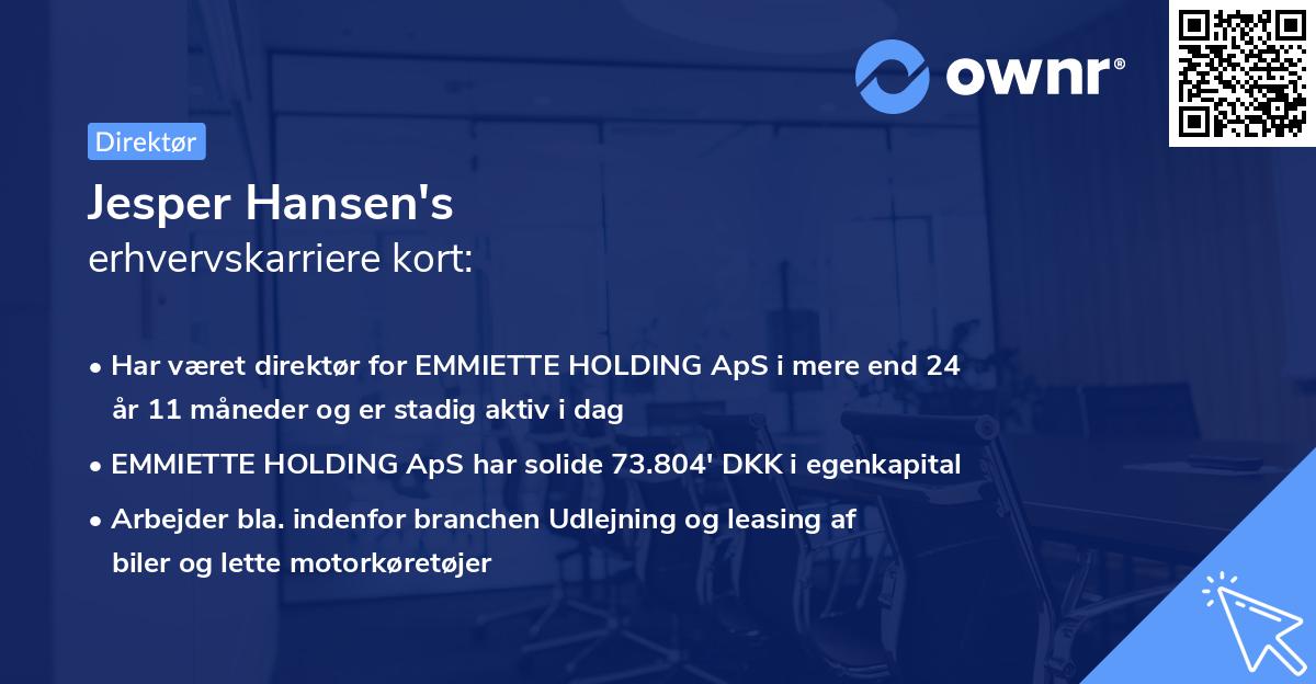 Jesper Hansen's erhvervskarriere kort
