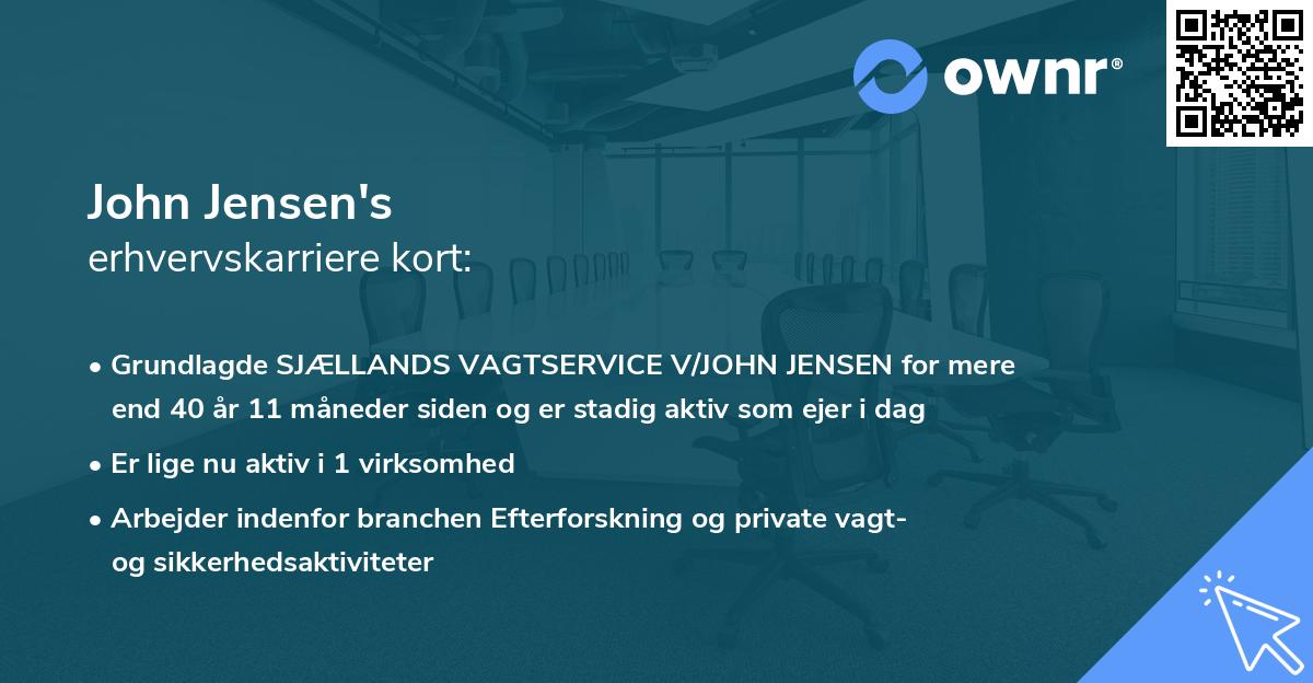 John Jensen's erhvervskarriere kort