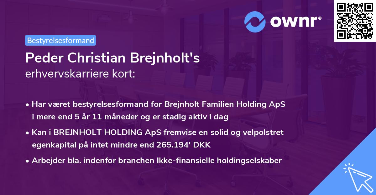 Peder Christian Brejnholt's erhvervskarriere kort