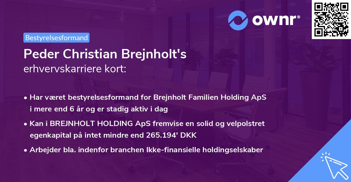 Peder Christian Brejnholt's erhvervskarriere kort