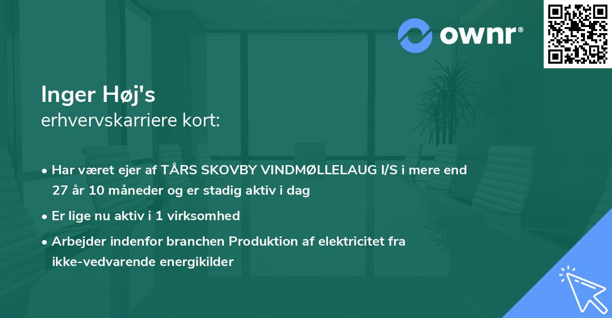 Inger Høj's erhvervskarriere kort