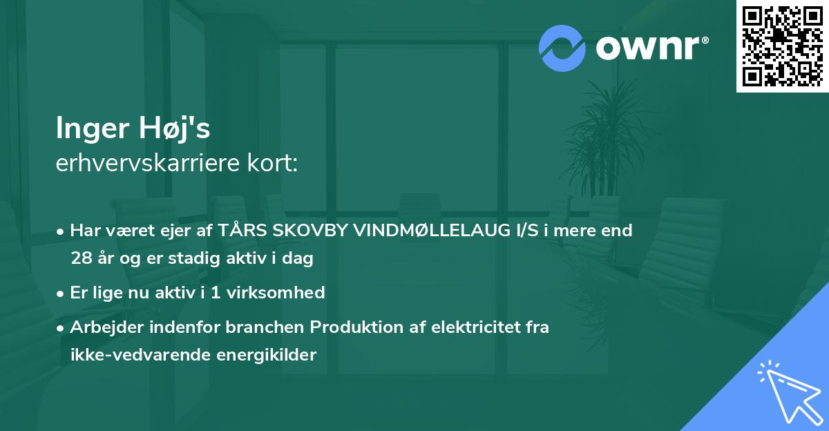 Inger Høj's erhvervskarriere kort