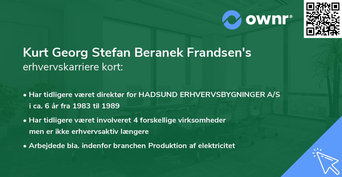 Kurt Georg Stefan Beranek Frandsen's erhvervskarriere kort