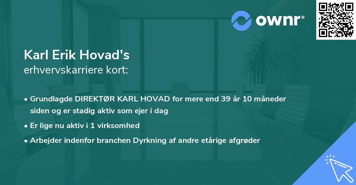 Karl Erik Hovad's erhvervskarriere kort